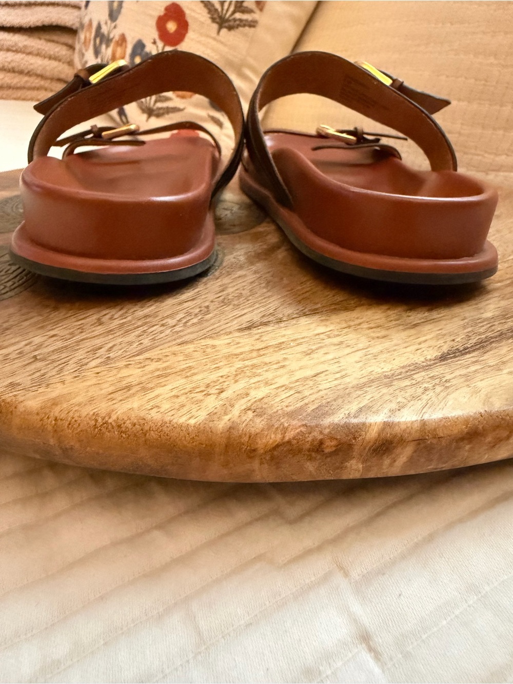 Steve Madden ZINA. Brown Leather Dual-Buckle Slide Sandals - Picture 5 of 7